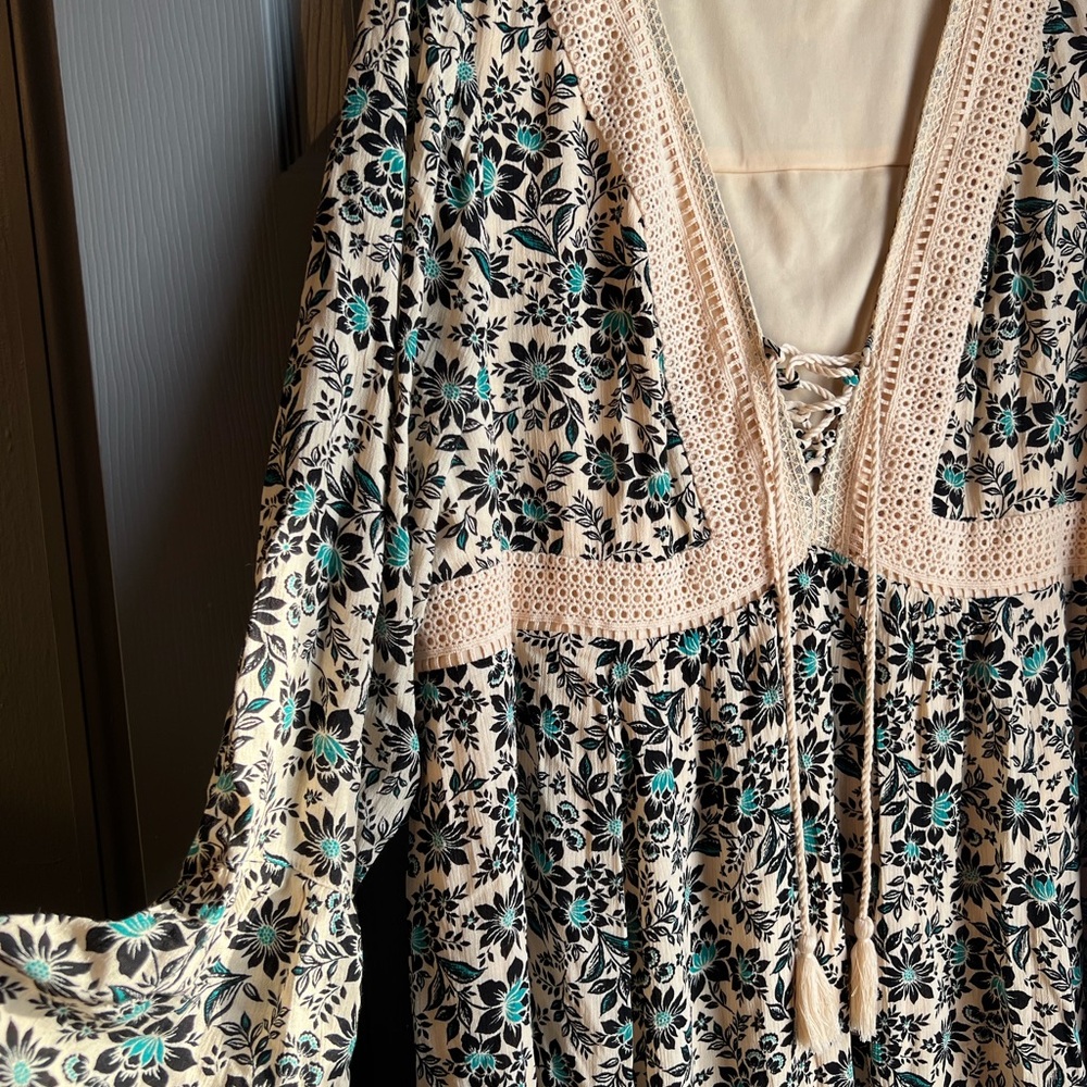 Torrid Mini Gauze Lace-Up Skater Dress - Picture 2 of 4